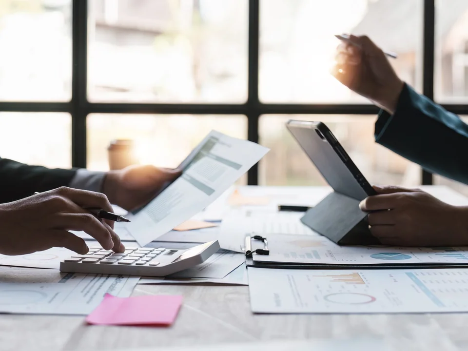 Business records being reviewed during a financial planning discussion